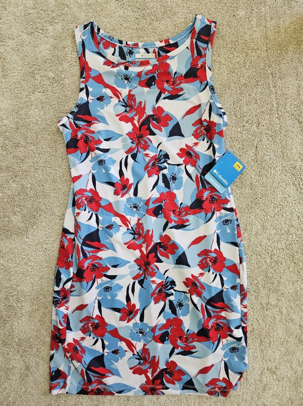 Columbia Women’s Floral Sleeveless Dress – Red & Light Blue Print